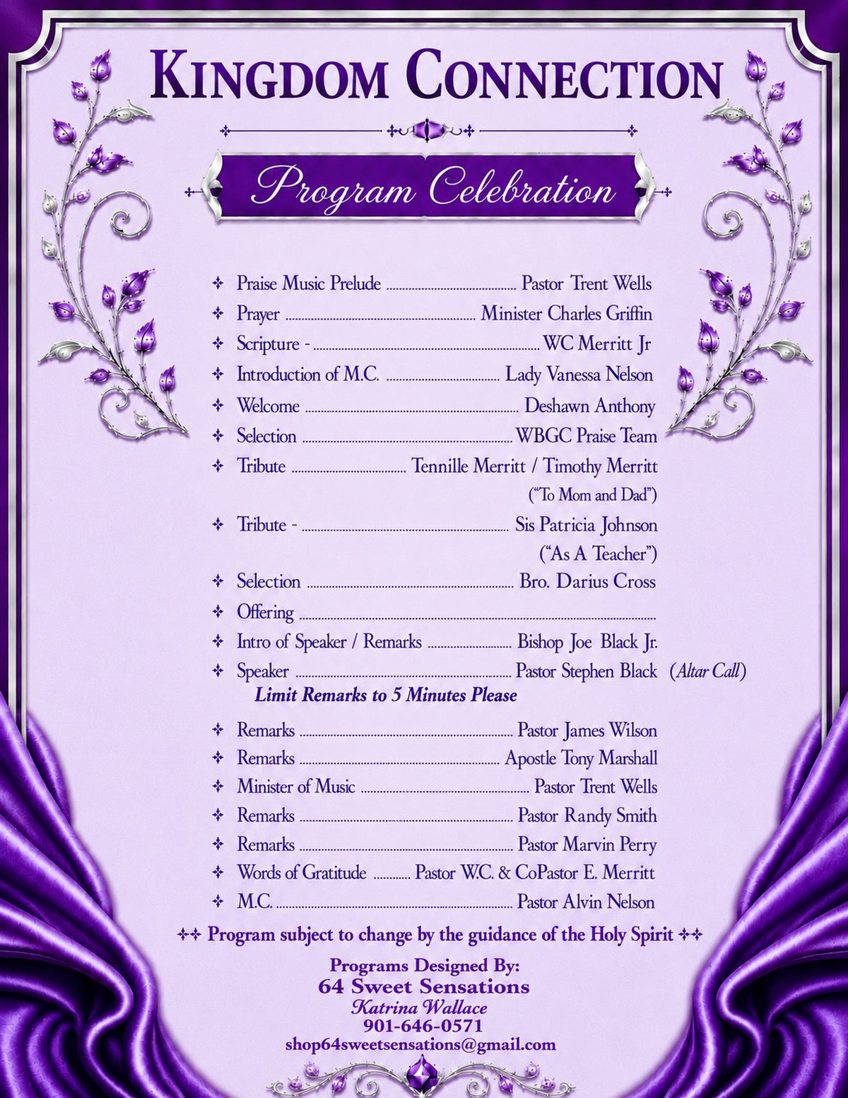 Custom Printed Event Programs | 64 Sweet Sensations